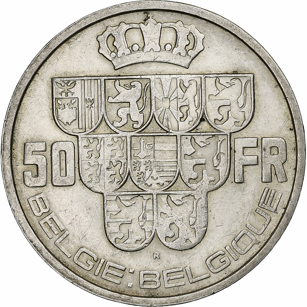Belgium, Leopold III, 50 Francs, 50 Frank, 1939, Tranche B, Silver, AU(50-53)