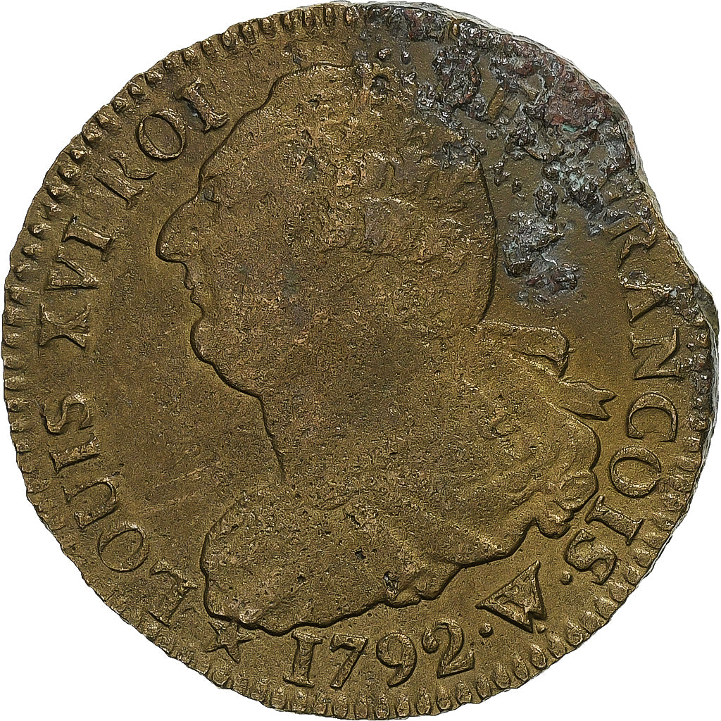 France, Constitution, 2 Sols, 2 sols françois, 1792 / AN 4, Arras, Métal de