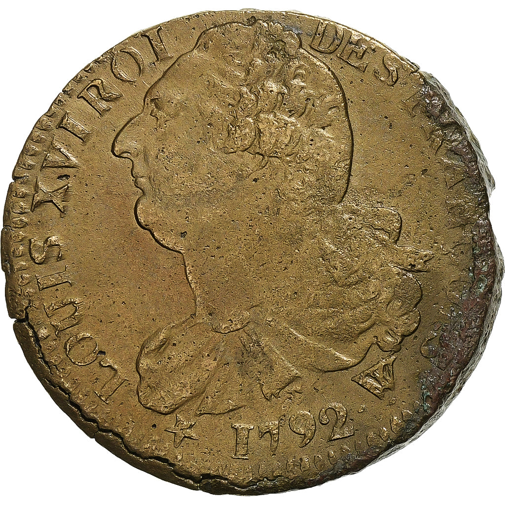 Frankreich, Constitution, 2 Sols, 2 sols françois, 1792 / AN 4, Arras, Métal