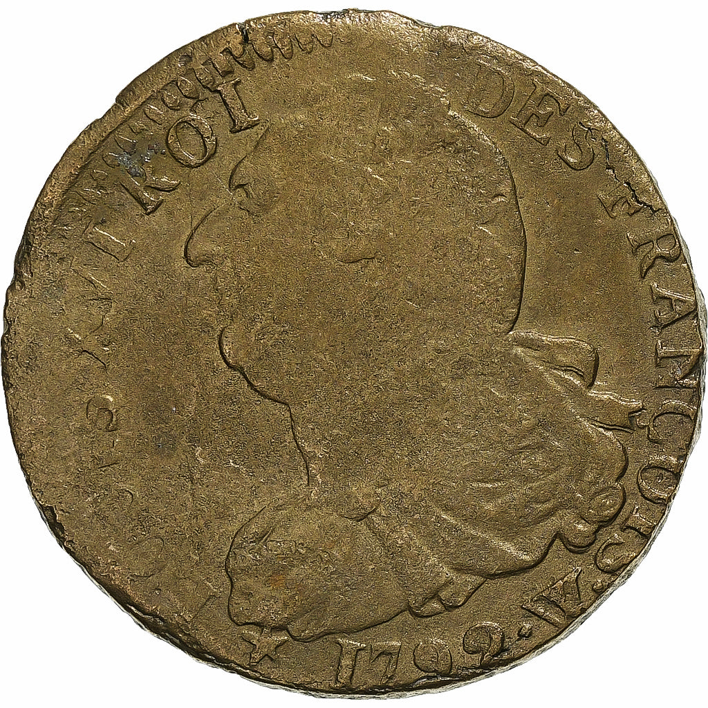 France, Constitution, 2 Sols, 2 sols françois, 1792 / AN 4, Lille, 1er sem