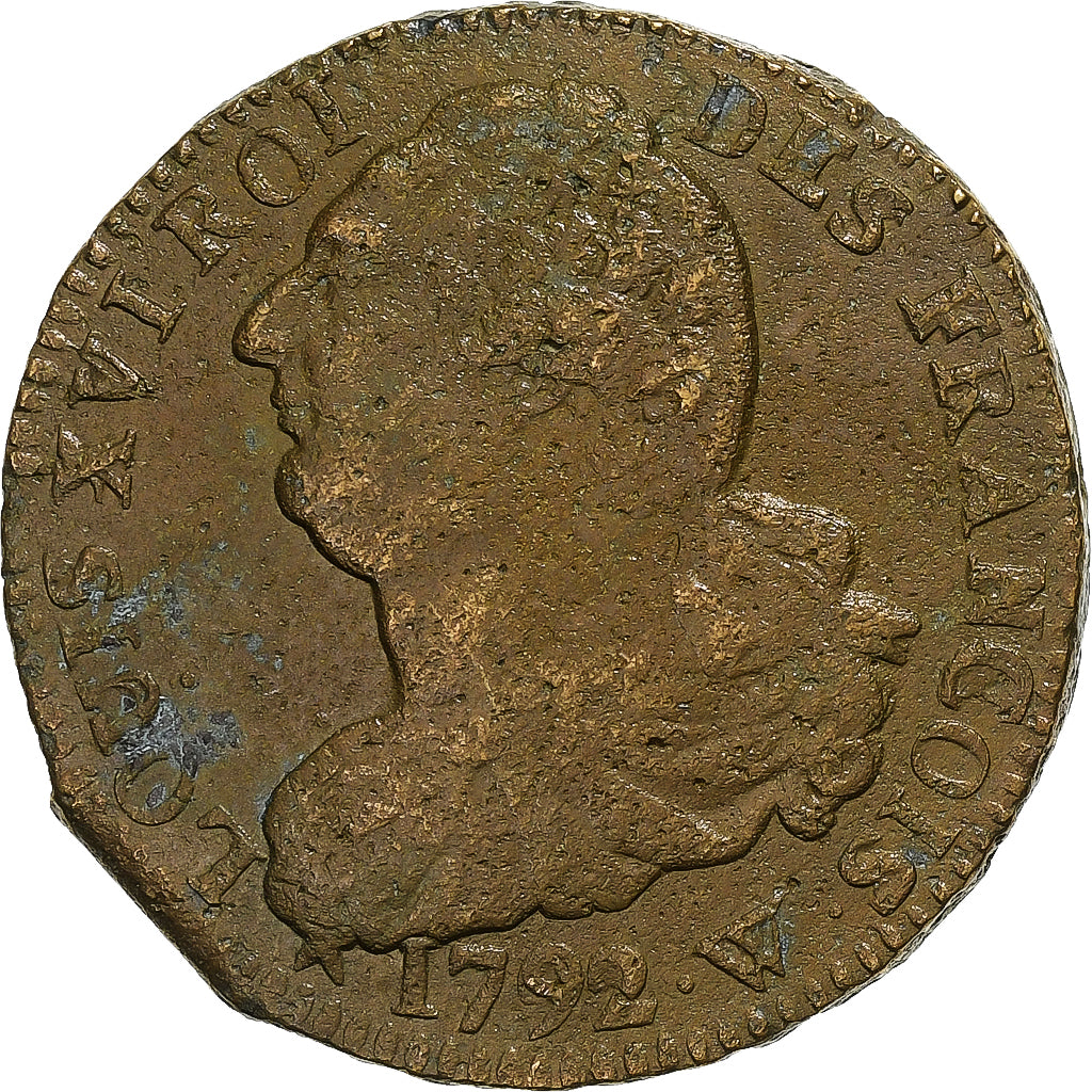 France, Constitution, 2 Sols, 2 sols françois, 1792 / AN 4, Lille, 2éme sem.