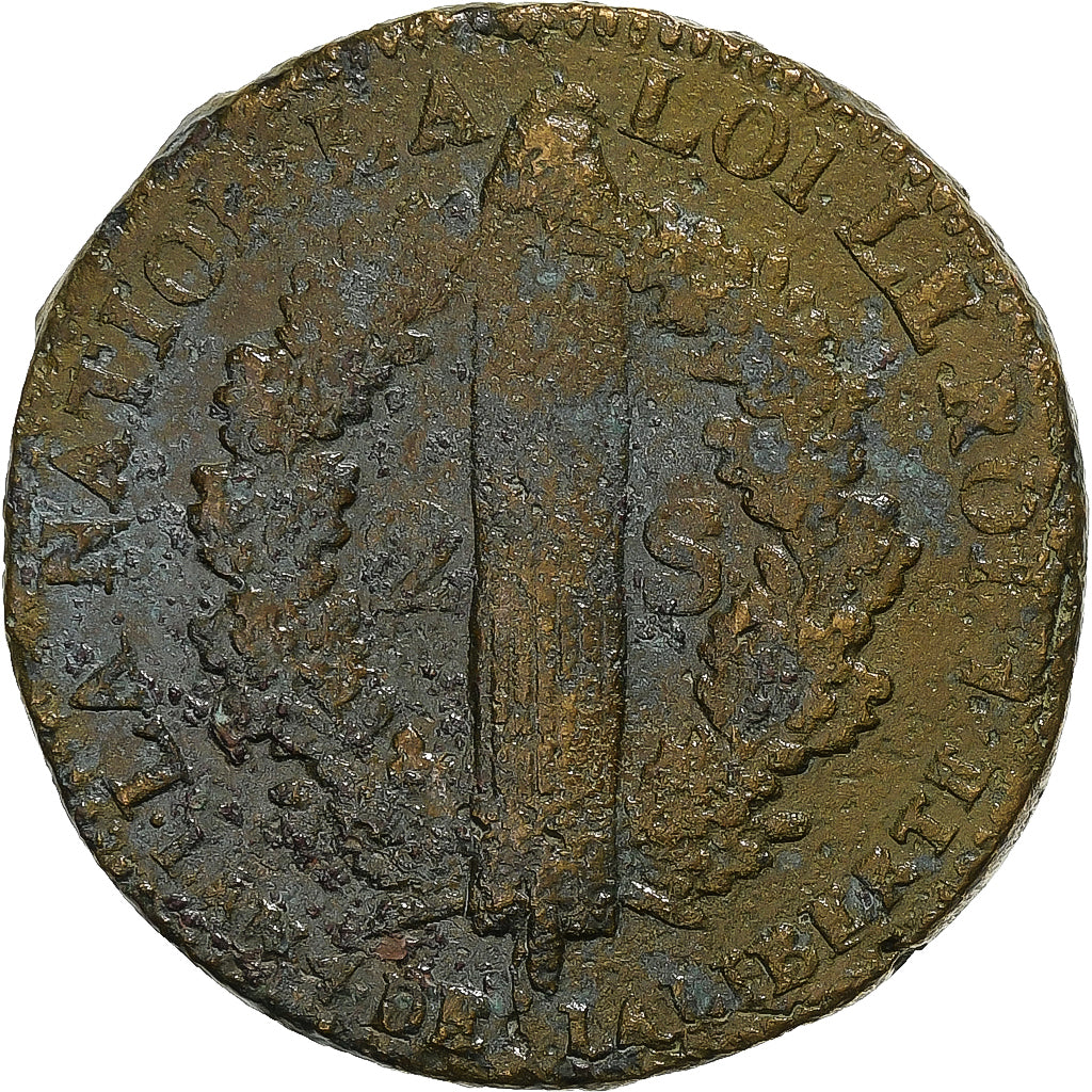 France, Constitution, 2 Sols, 2 sols françois, 1792 / AN 4, Lille, 2éme sem.