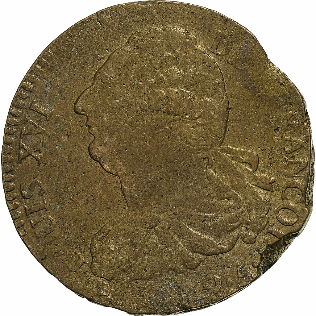 França, Constitution, 2 Sols, 2 sols françois, 1792 / AN 4, Paris, Bronze