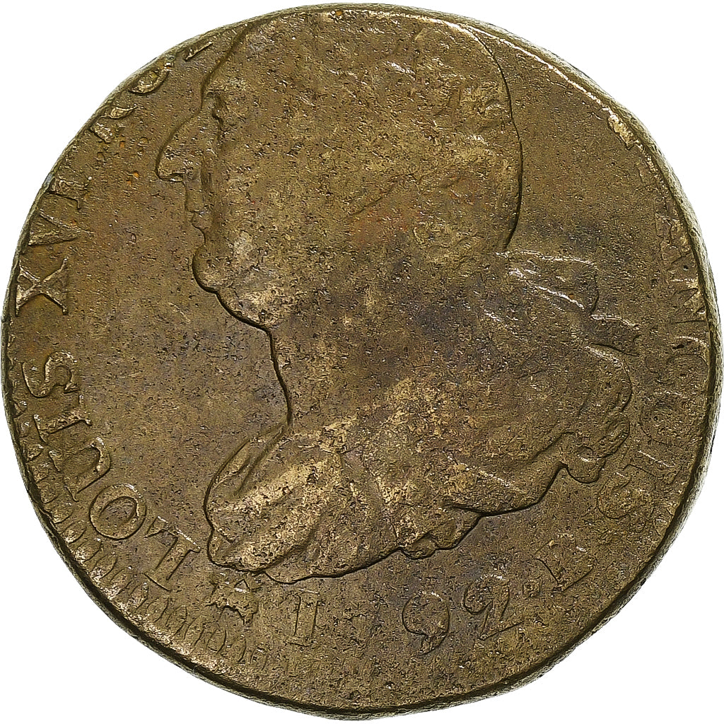 Francia, Constitution, 2 Sols, 2 sols françois, 1792 / AN 4, Rouen, Bronzo, MB