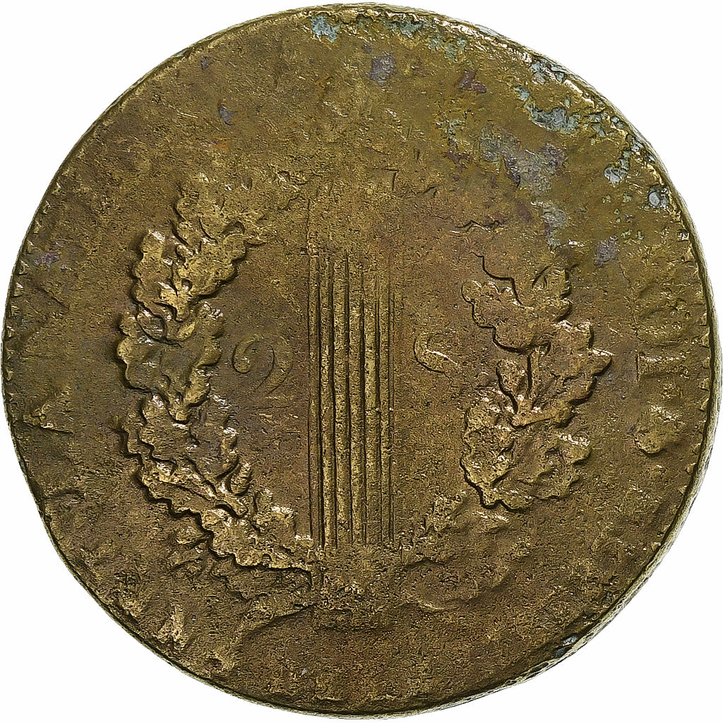 Frankrijk, Constitution, 2 Sols, 2 sols françois, 1792 / AN 4, Paris, Bronzen