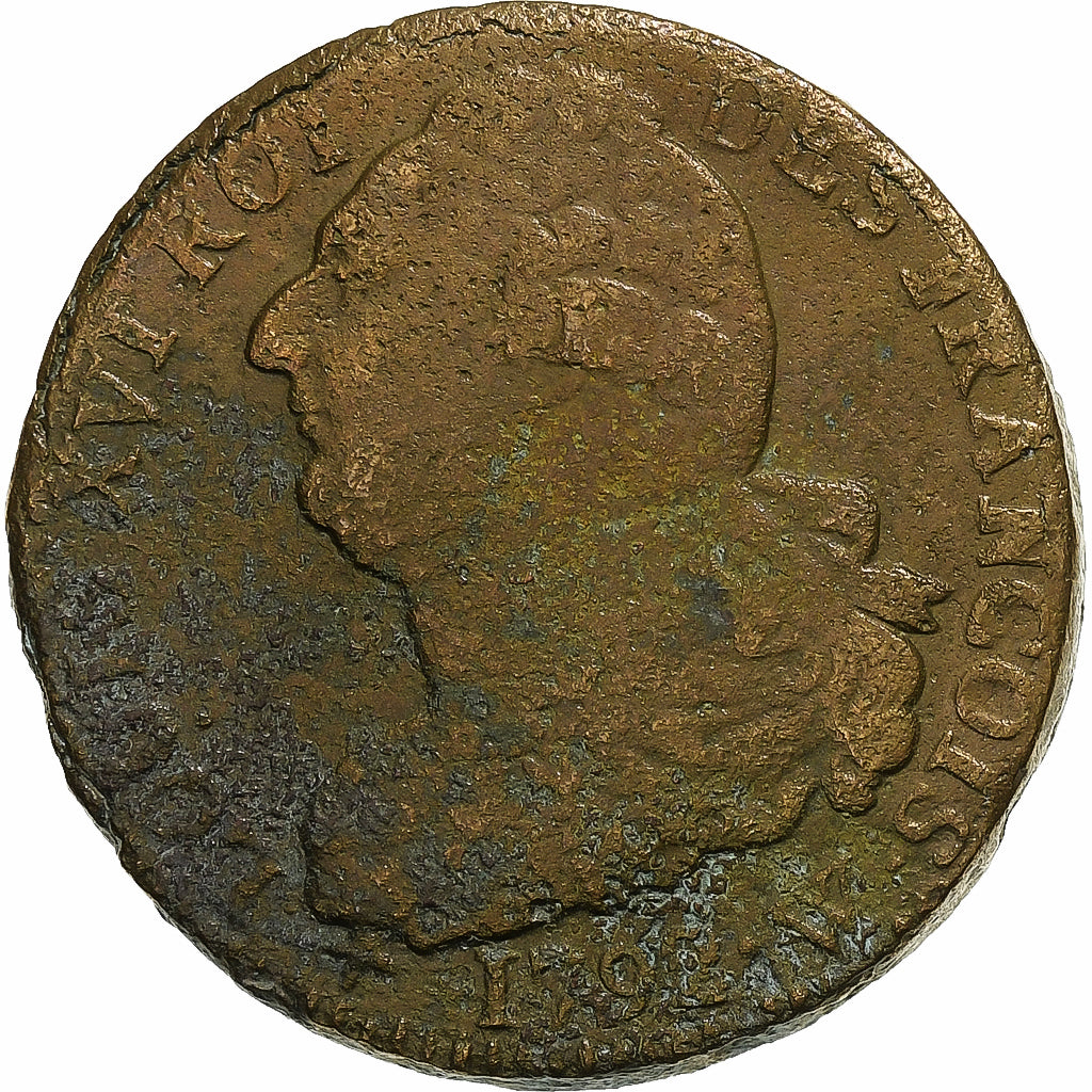 Frankrijk, Constitution, 2 Sols, 2 sols françois, 1792 / AN 4, Lille, 2éme
