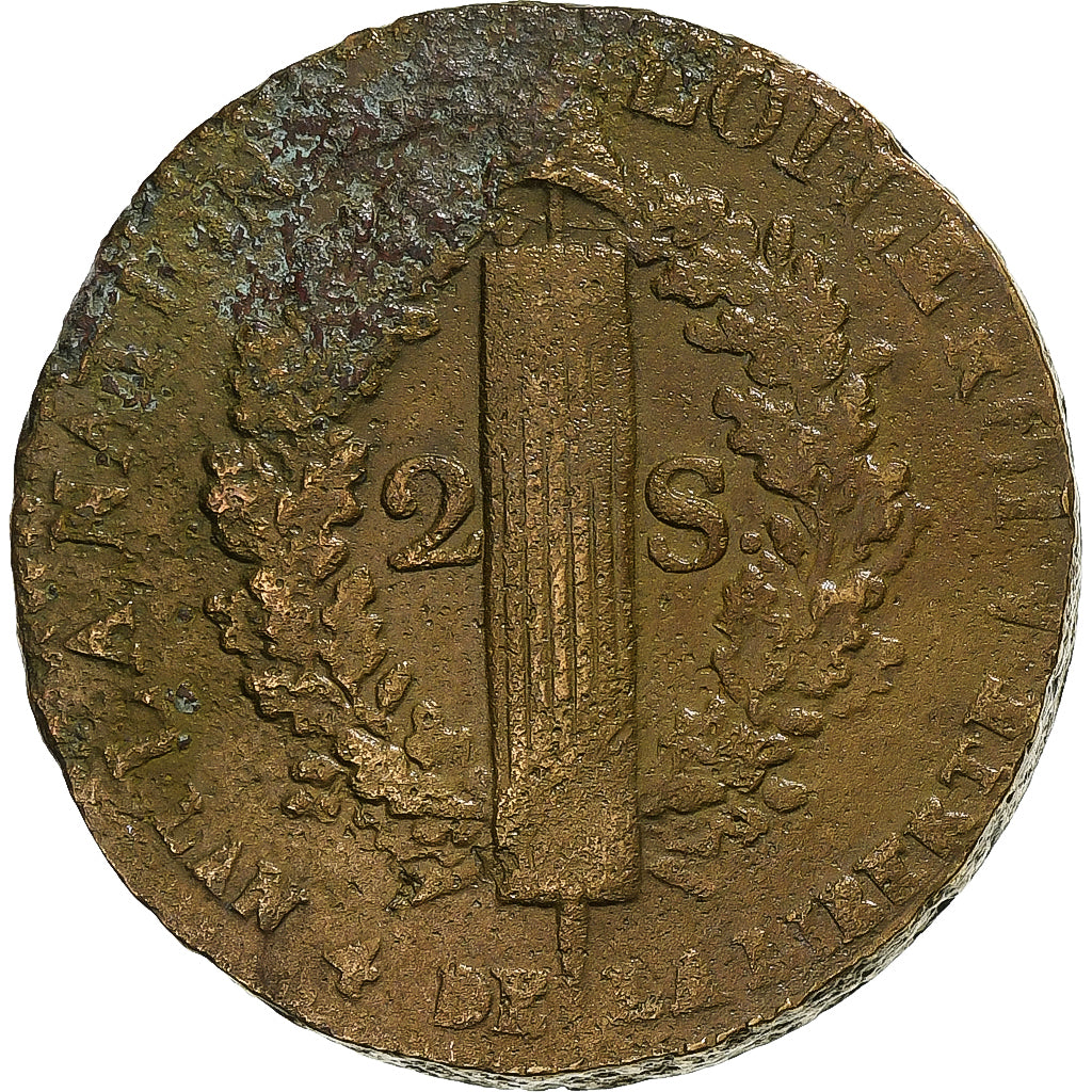 Frankrijk, Constitution, 2 Sols, 2 sols françois, 1792 / AN 4, Lille, 2éme