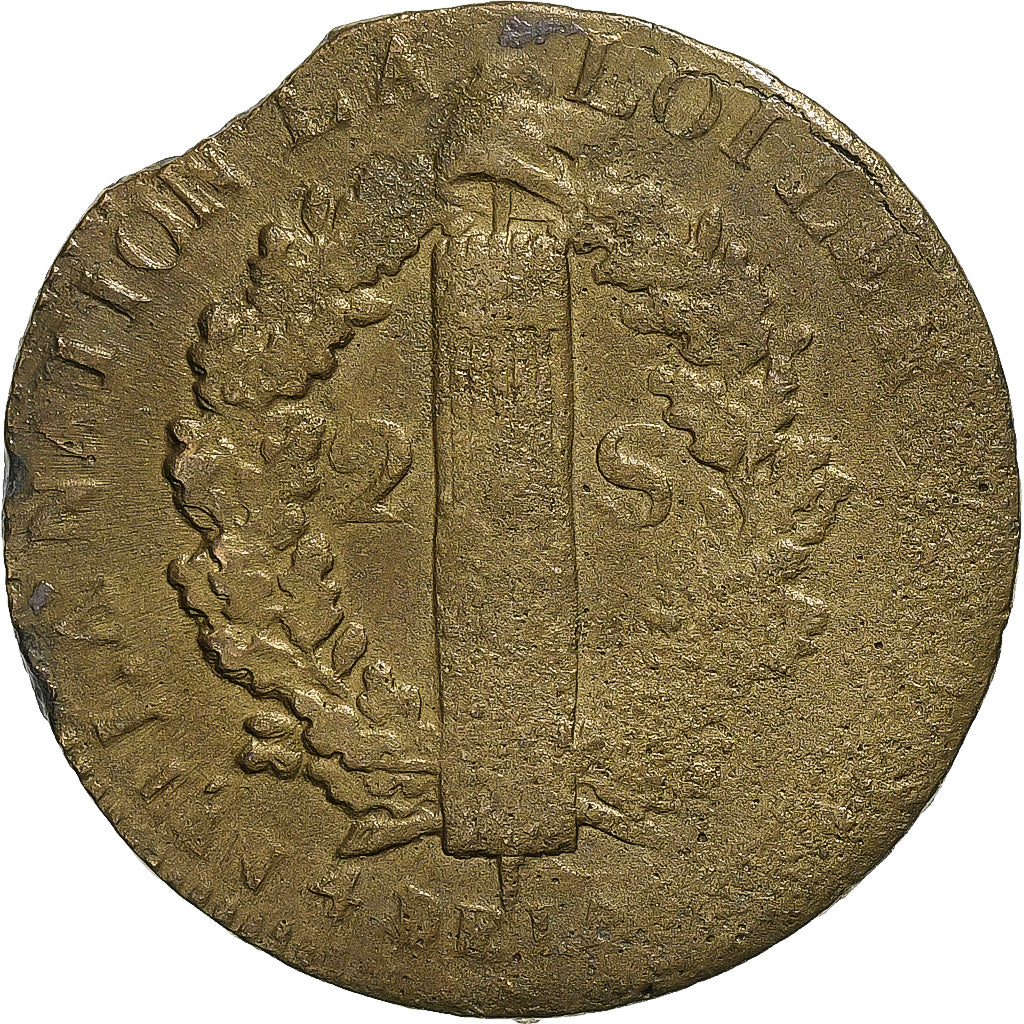 France, Constitution, 2 Sols, 2 sols françois, 1792 / AN 4, Lille, 1er sem