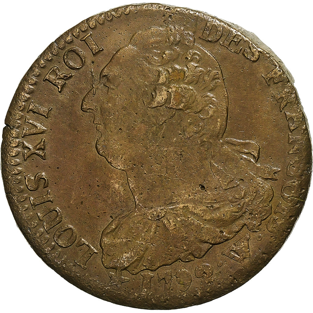 Frankreich, Constitution, 2 Sols, 2 sols françois, 1792 / AN 4, Lille, 1er sem