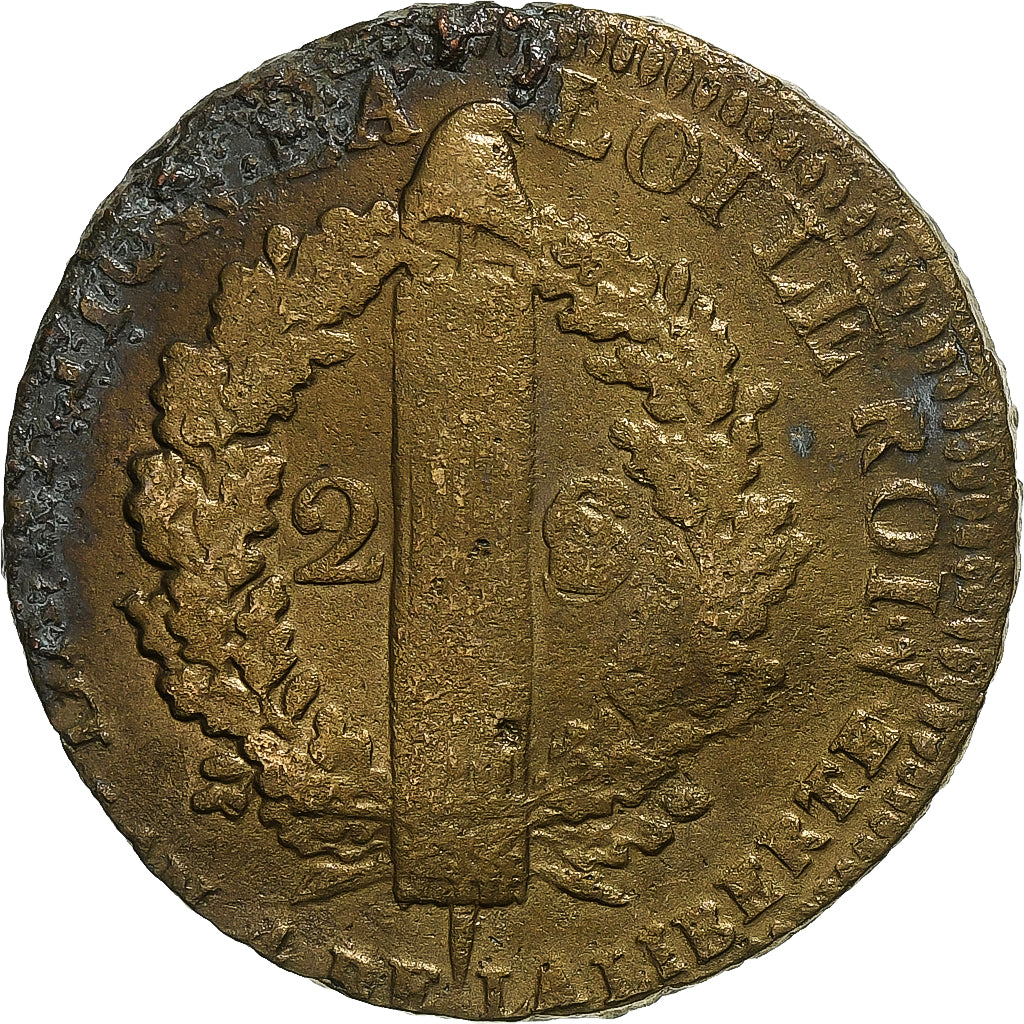 Francia, Constitution, 2 Sols, 2 sols françois, 1792 / AN 4, Arras, Métal de