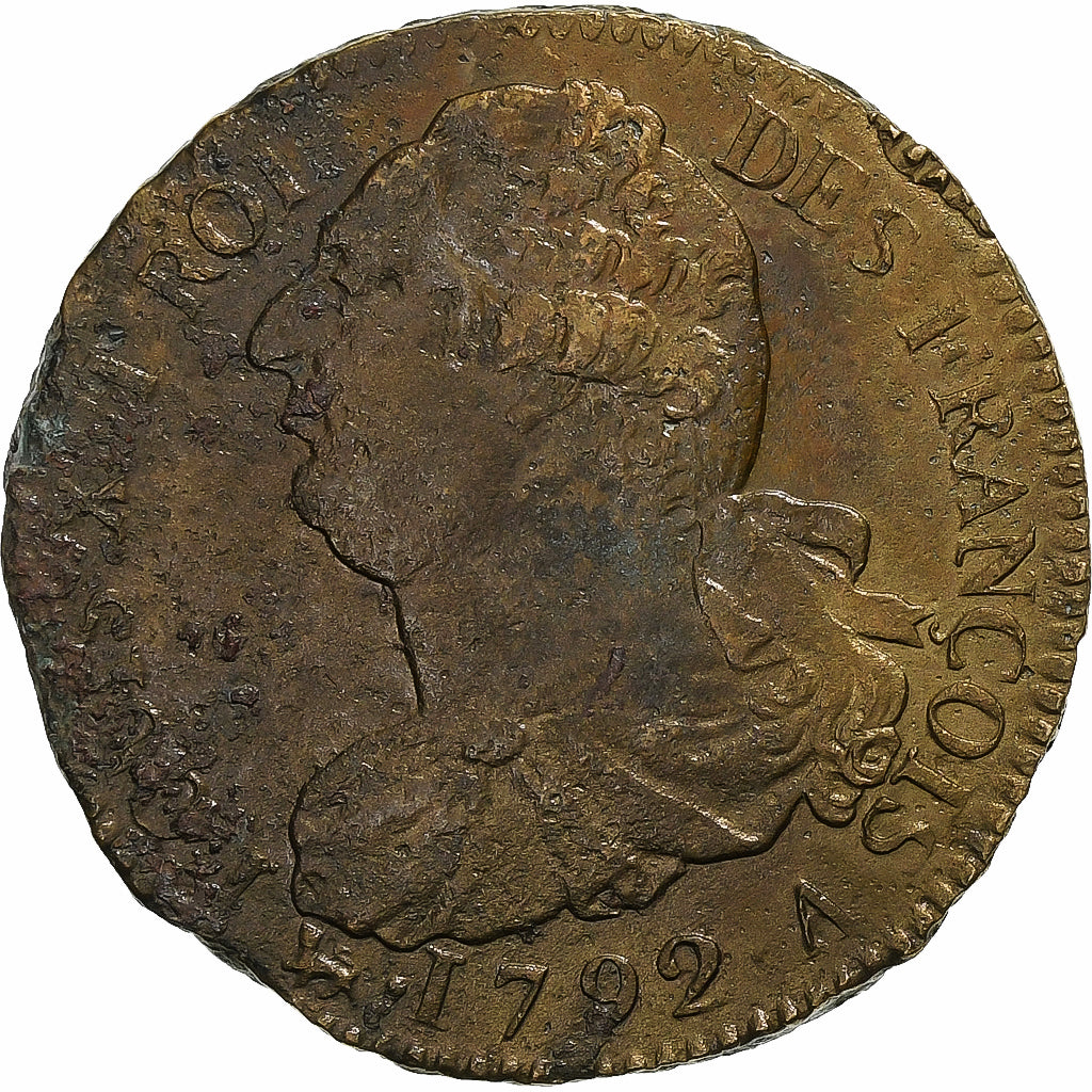 Francia, Constitution, 2 Sols, 2 sols françois, 1792 / AN 4, Paris, Bronzo, MB