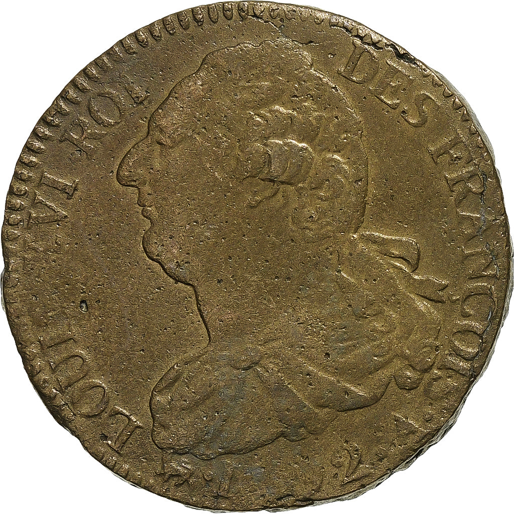 Frankreich, Constitution, 2 Sols, 2 sols françois, 1792 / AN 4, Paris, Bronze