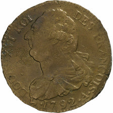 France, Constitution, 2 Sols, 2 sols françois, 1792 / AN 4, Paris, Bronze