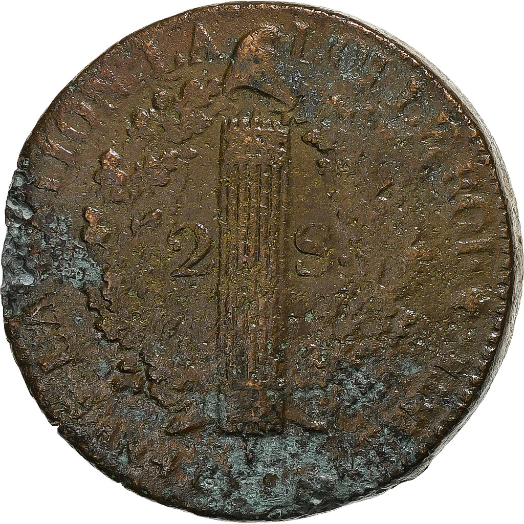 Frankreich, Constitution, 2 Sols, 2 sols françois, 1792 / AN 4, Paris, Bronze