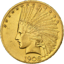 United States, $10, Eagle, Indian Head, 1908, Philadelphia, Gold, AU(55-58)