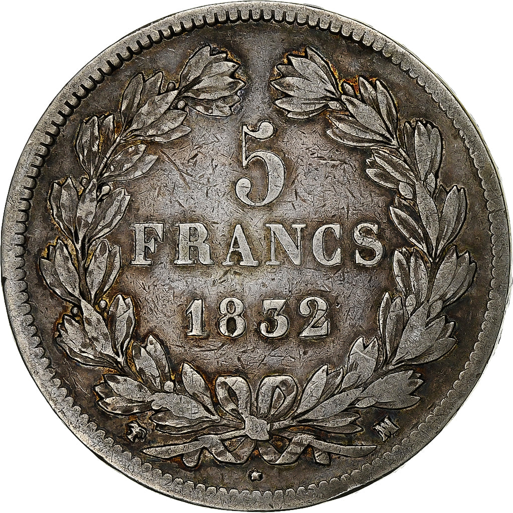 France, 5 Francs, Louis-Philippe, 1832, Marseille, Silver, VF(20-25)