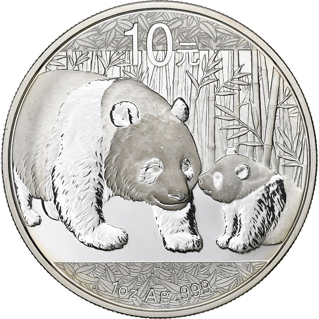 République populaire de Chine, 10 Yüan, Panda, 2011, Panda, Proof, Argent