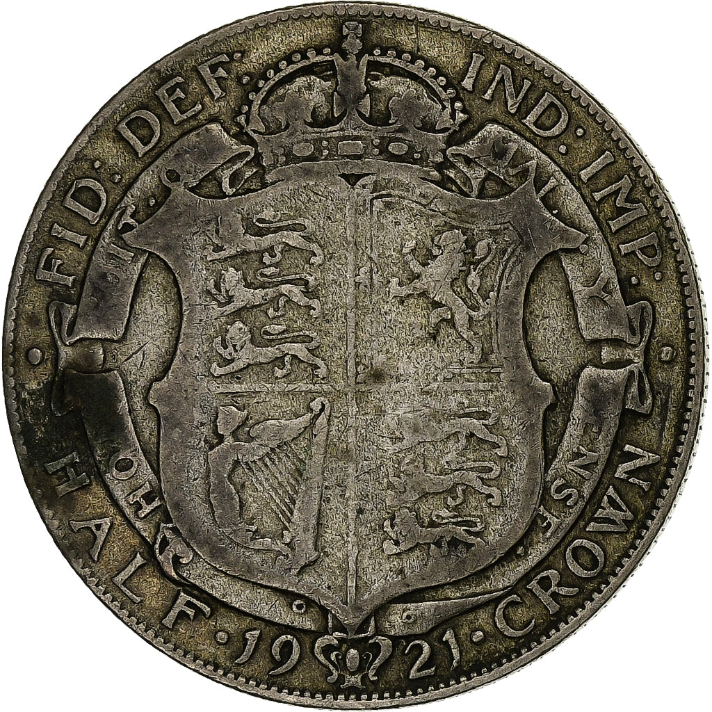 Groot Bretagne, George V, 1/2 Crown, 1921, Zilver, FR, KM:818.1a