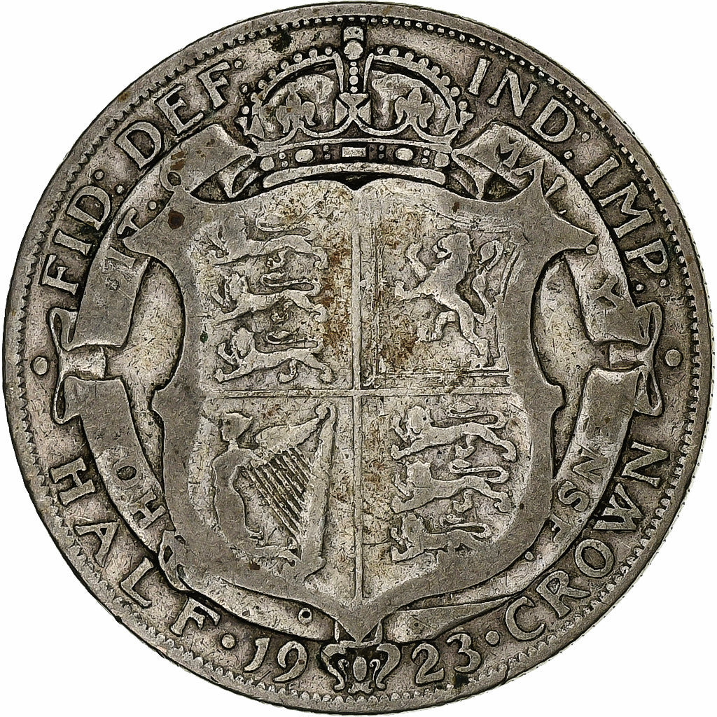 Great Britain, George V, 1/2 Crown, 1923, Silver, VF(20-25), KM:818.2