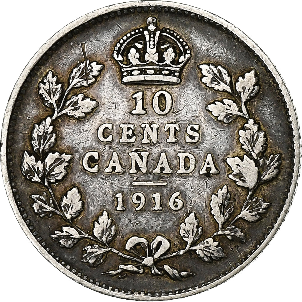 Kanada, George V, 10 Cents, 1916, Royal Canadian Mint, Silber, SS, KM:23