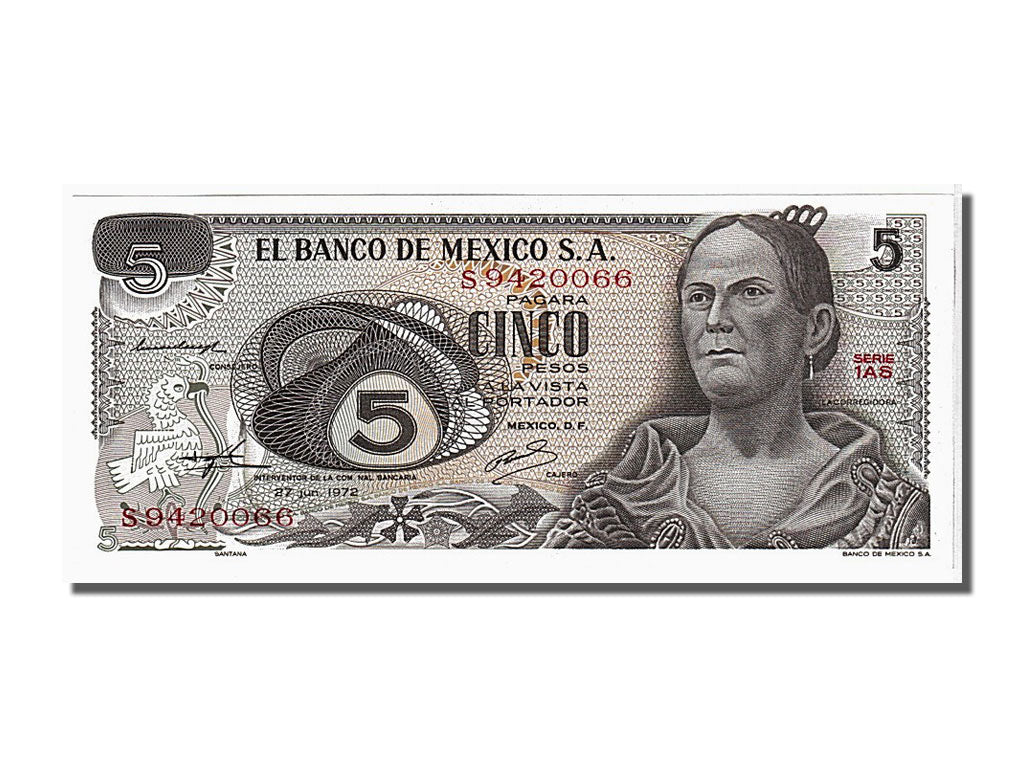 Geldschein, Mexiko, 5 Pesos, 1972, 1972-06-27, UNZ