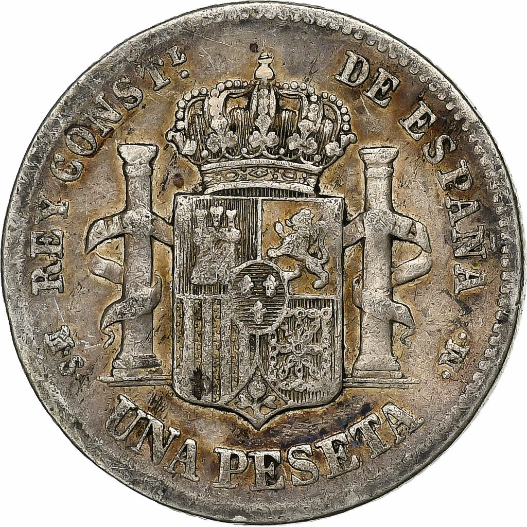 Spagna, Alfonso XII, 2 Pesetas, 1883, Madrid, Argento, MB+, KM:678.2