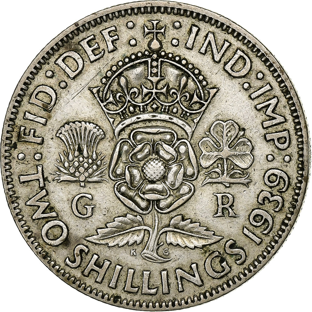 Grã-Bretanha, George VI, Florin, Two Shillings, 1939, Prata, EF(40-45), KM:855