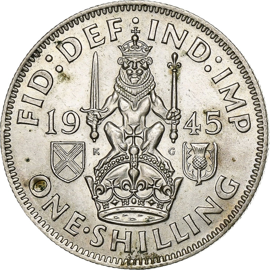 Great Britain, George VI, Shilling, 1945, Silver, AU(55-58), KM:854