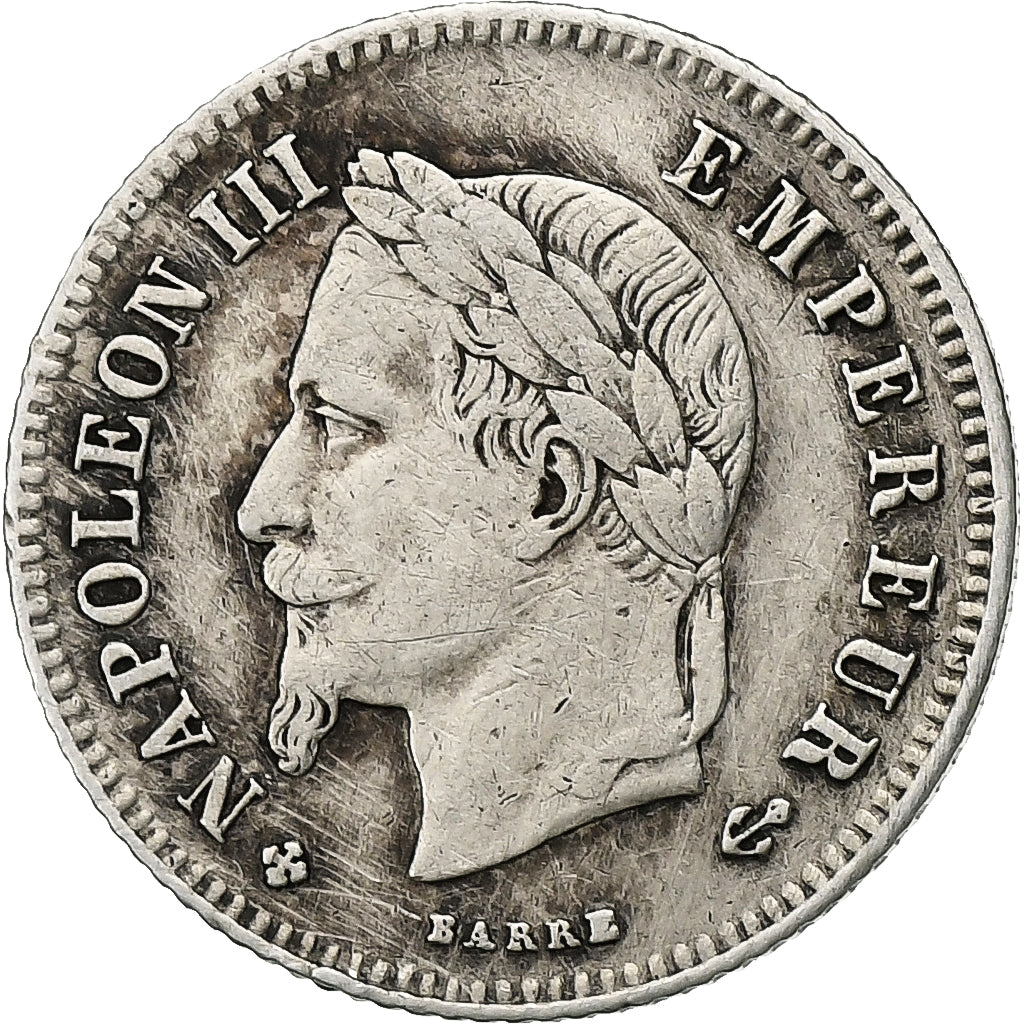 France, Napoleon III, 20 Centimes, 1866, Strasbourg, Silver, VF(30-35)