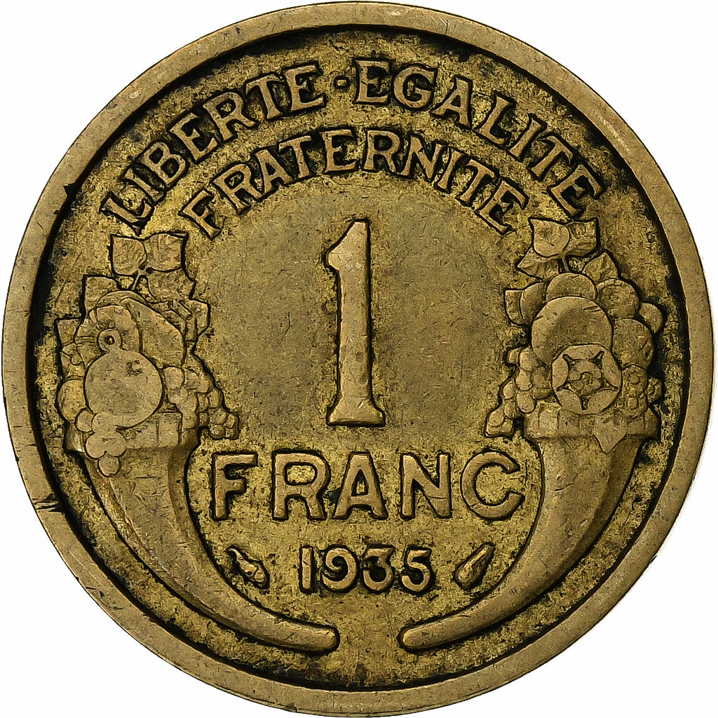 Frankreich, Franc, Morlon, 1935, Paris, Aluminum-Bronze, S+, Gadoury:470, KM:885