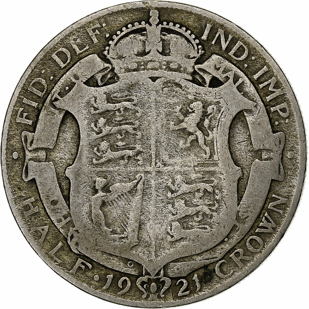Grande-Bretagne, George V, 1/2 Crown, 1921, Argent, TB, KM:818.1a