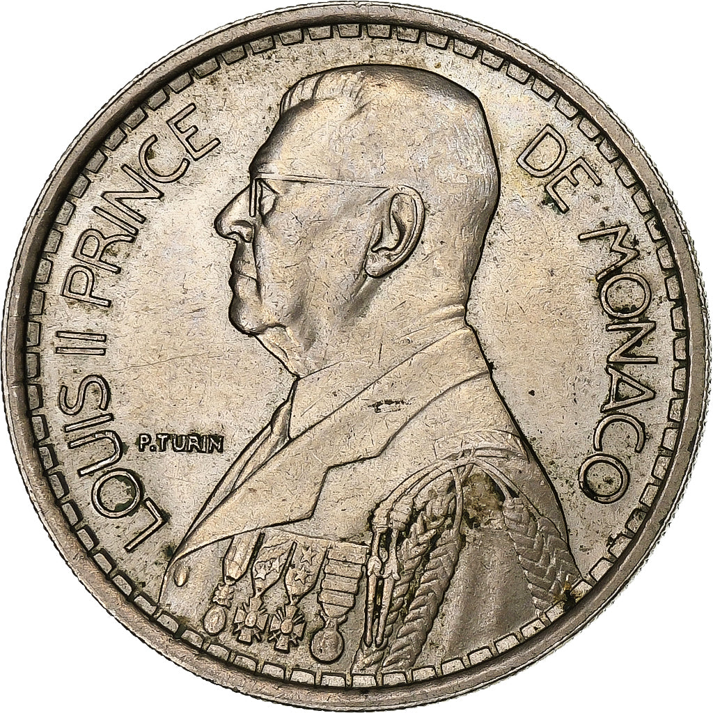 Monaco, Louis II, 20 Francs, Vingt, 1947, Paris, Copper-nickel, AU(55-58)