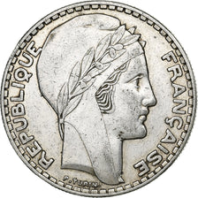 France, 20 Francs, Turin, 1933, Paris, Rameaux courts, Silver, EF(40-45)