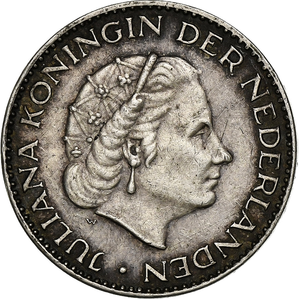 Nederland, Juliana, Gulden, 1955, Zilver, ZF, KM:184