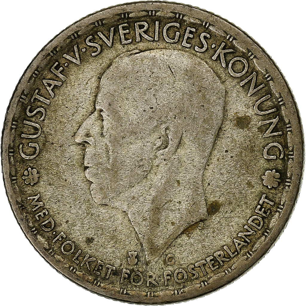 Zweden, Gustaf V, Krona, 1945, Zilver, FR, KM:814