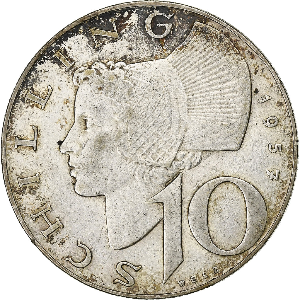 Oostenrijk, 10 Schilling, 1957, Zilver, ZF, KM:2882