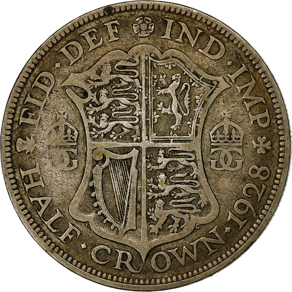 Wielka Brytania, George V, 1/2 Crown, 1928, Srebro, VF(30-35), KM:835