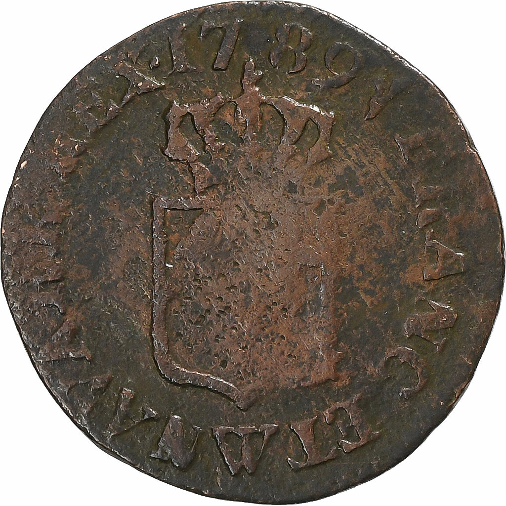 Francja, Louis XVI, Liard, Liard, 1789, Lille, R3, Miedź, F(12-15)