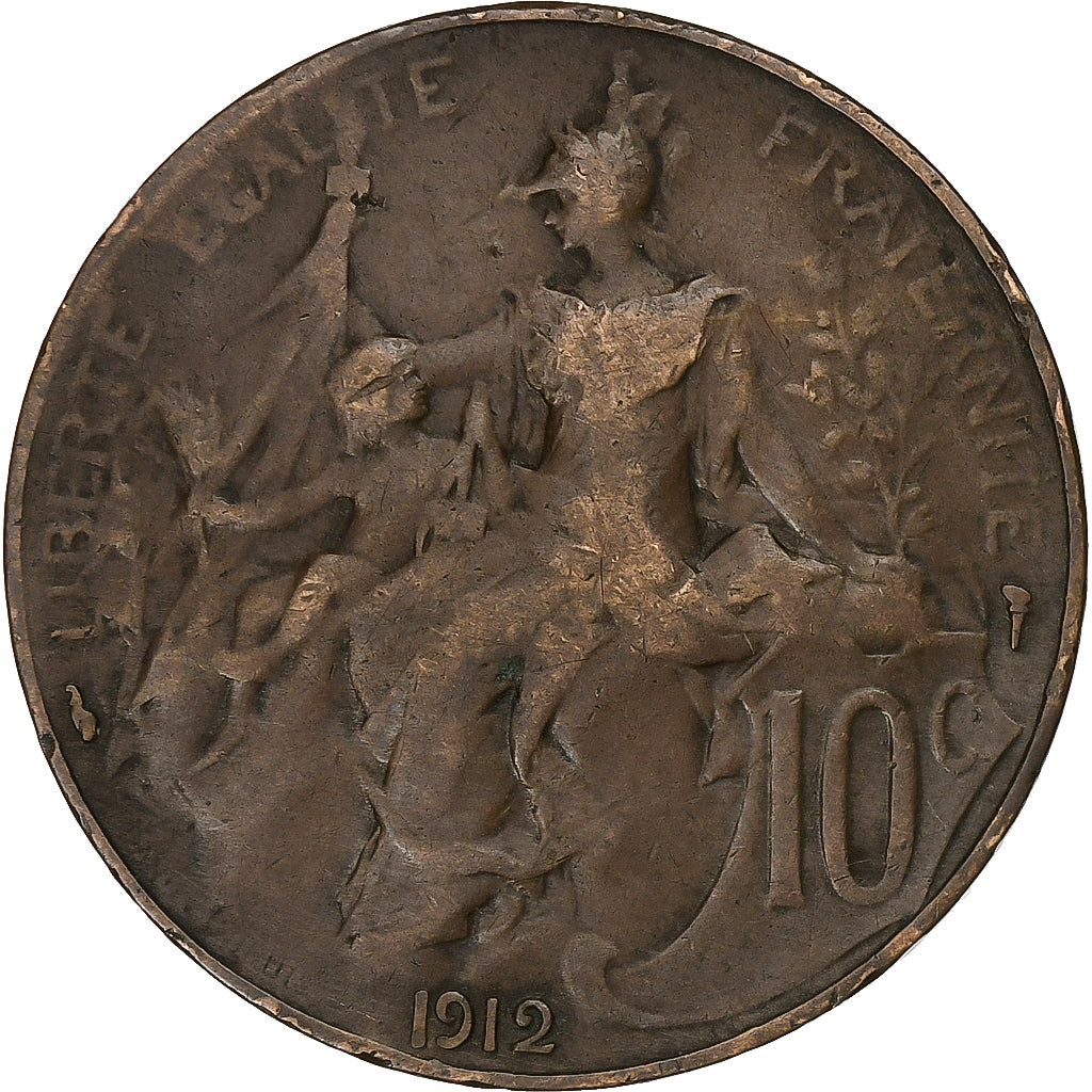 France, 10 Centimes, Dupuis, 1912, Paris, Bronze, VF(30-35), Gadoury:277, KM:843