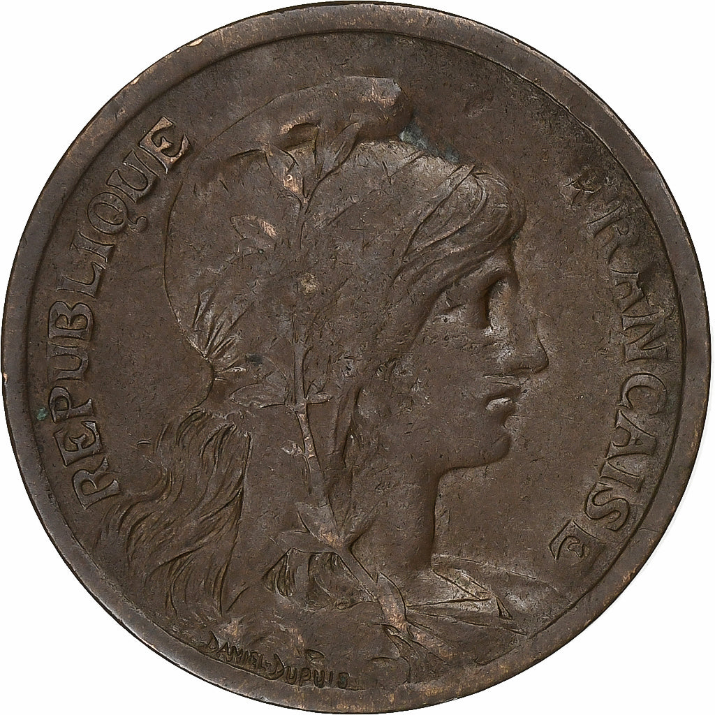 Francia, 10 Centimes, Dupuis, 1917, Paris, Bronce, MBC, Gadoury:277, KM:843
