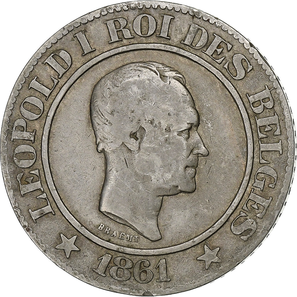 Bélgica, Leopold I, 20 Centimes, 1861, Cobre-níquel, VF(30-35), KM:20