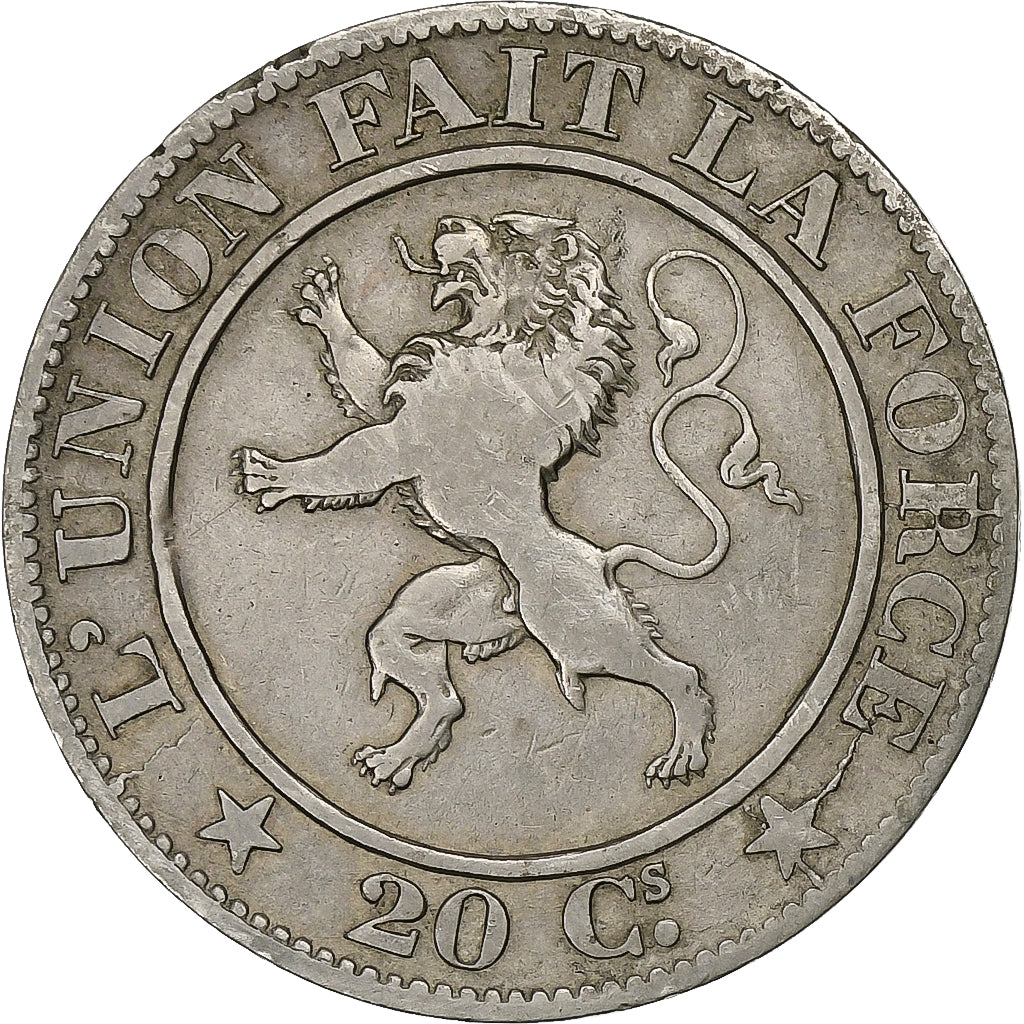 Bélgica, Leopold I, 20 Centimes, 1861, Cobre-níquel, VF(30-35), KM:20