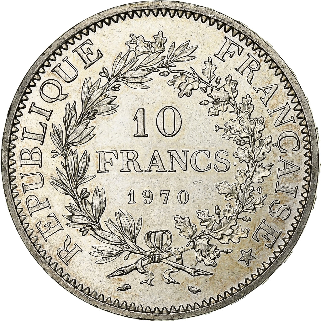França, 10 Francs, Hercule, 1970, Paris, Prata, MS(60-62), Gadoury:813, KM:932