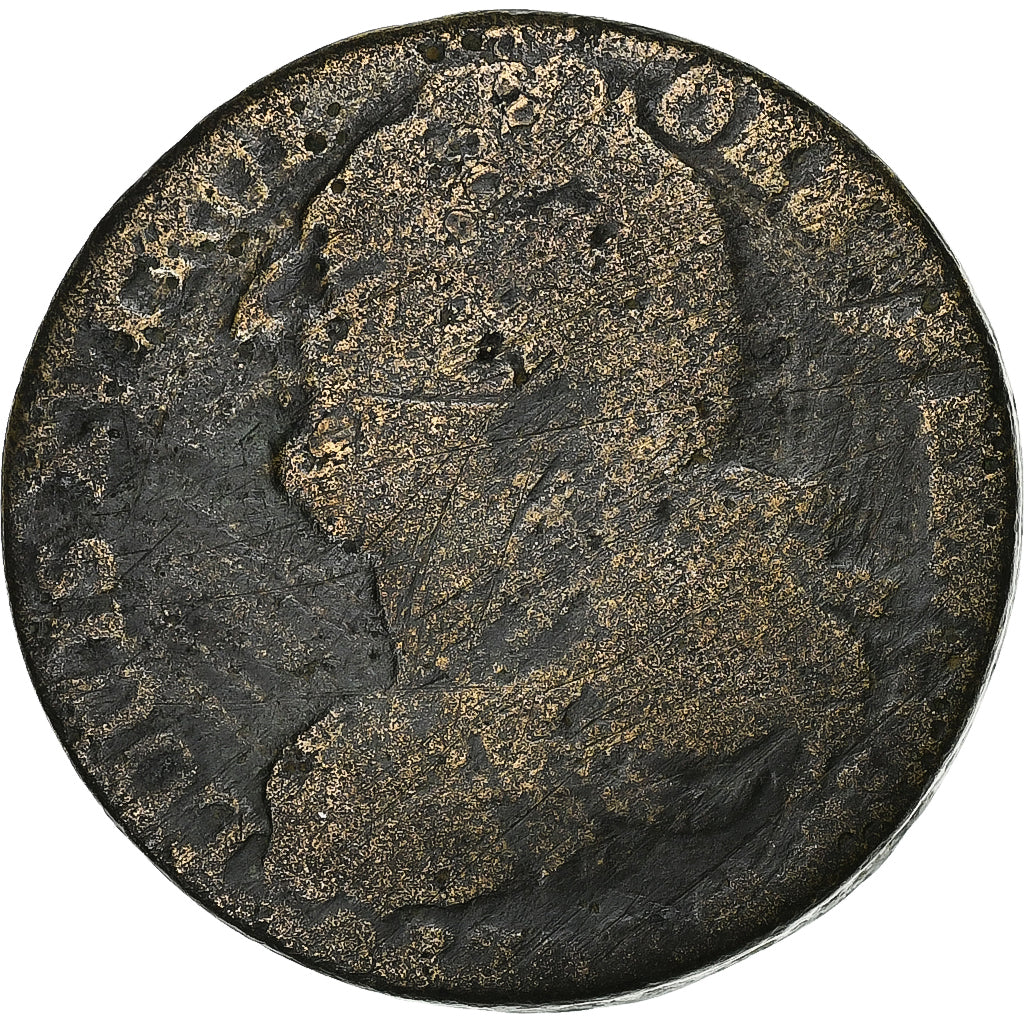 França, 2 Sols, 2 sols françois, 1793, Metz, Constitution, Bronze, VG(8-10)