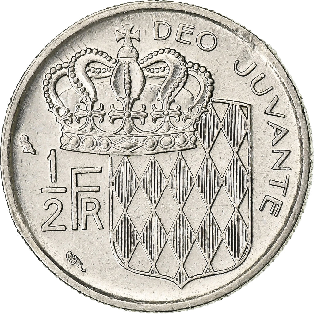 Mónaco, Rainier III, 1/2 Franc, 1965, Paris, Níquel, MBC, Gadoury:MC 149