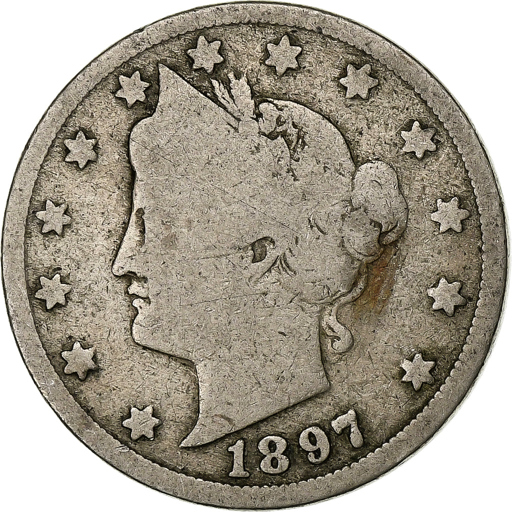 United States, 5 Cents, Liberty Nickel, 1897, U.S. Mint, Copper-nickel
