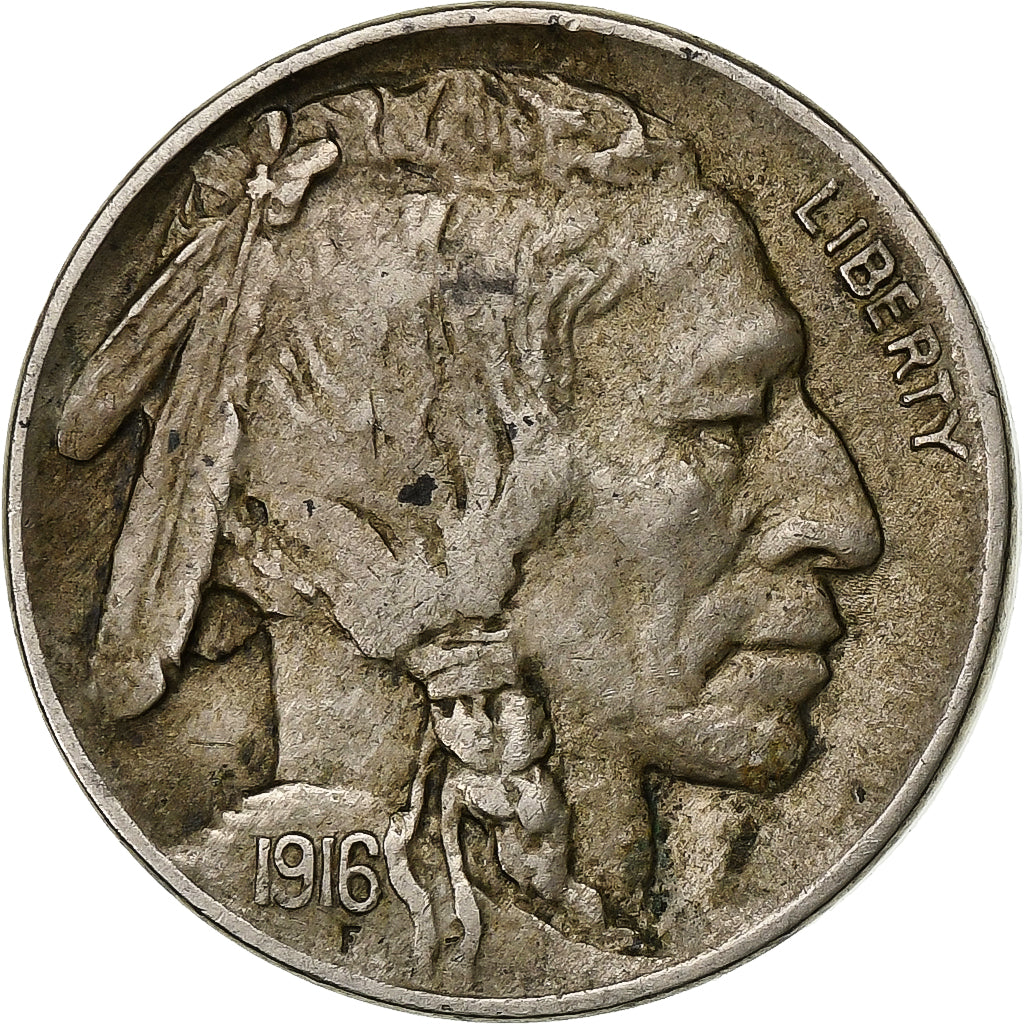 United States, 5 Cents, Buffalo Nickel, 1916, U.S. Mint, Philadelphia