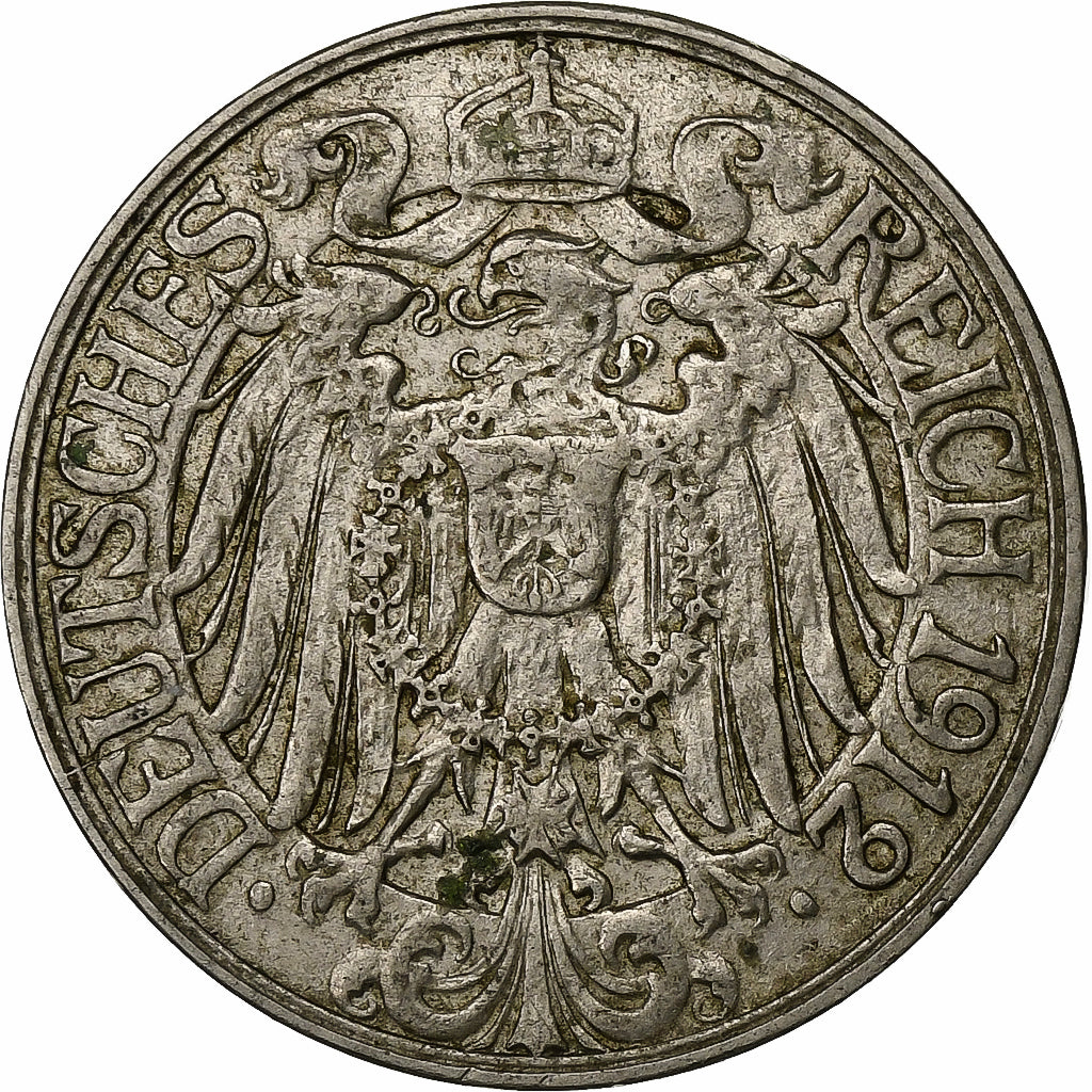 DUITSLAND - KEIZERRIJK, Wilhelm II, 25 Pfennig, 1912, Stuttgart, Nickel, ZF