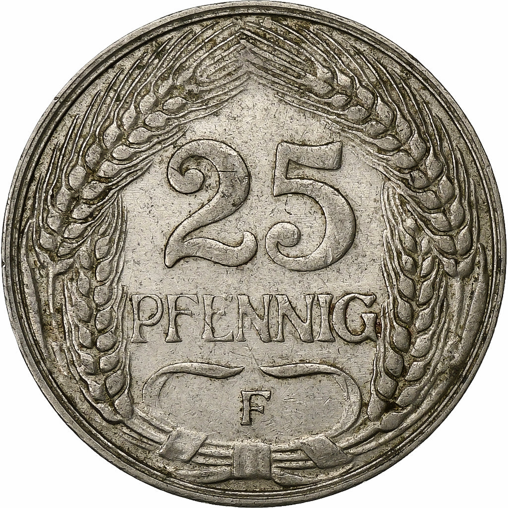 DUITSLAND - KEIZERRIJK, Wilhelm II, 25 Pfennig, 1912, Stuttgart, Nickel, ZF