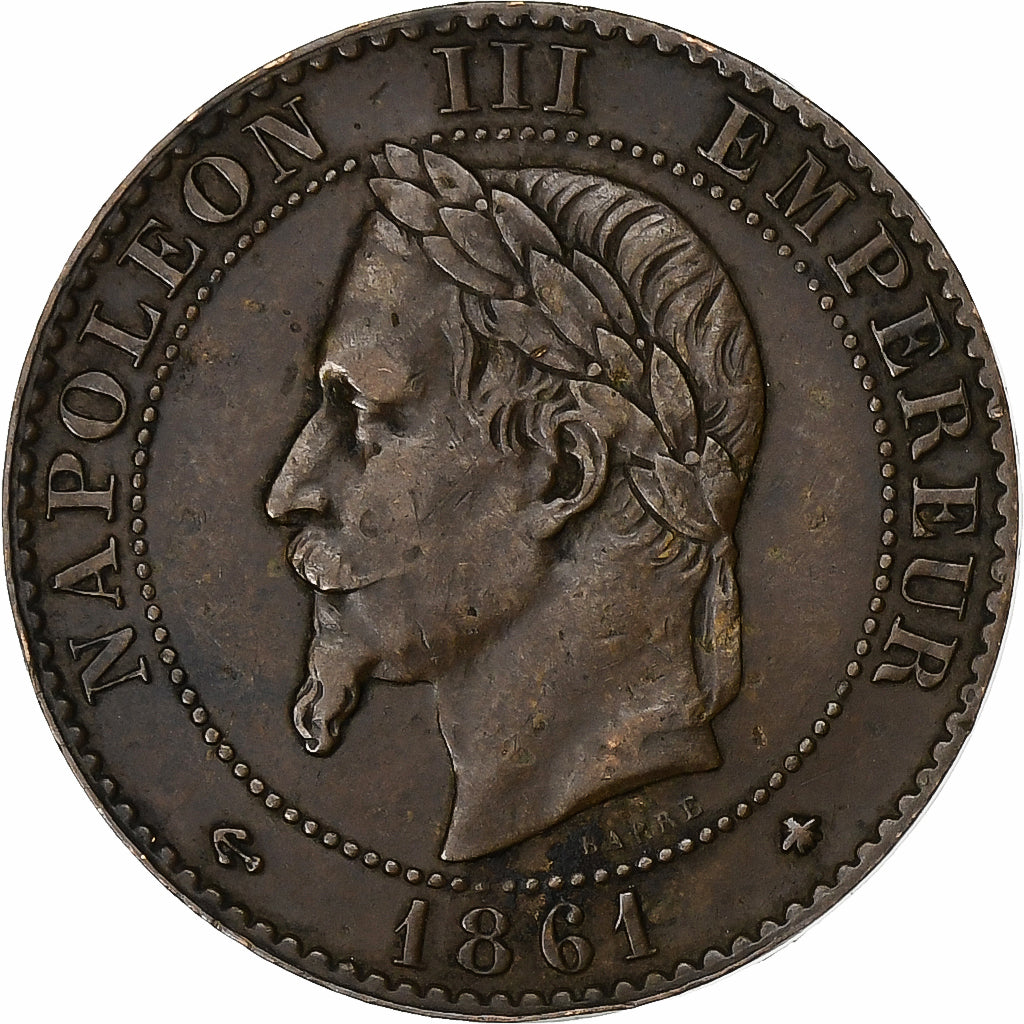 France, Napoleon III, 2 Centimes, 1861, Paris, Bronze, EF(40-45), Gadoury:104